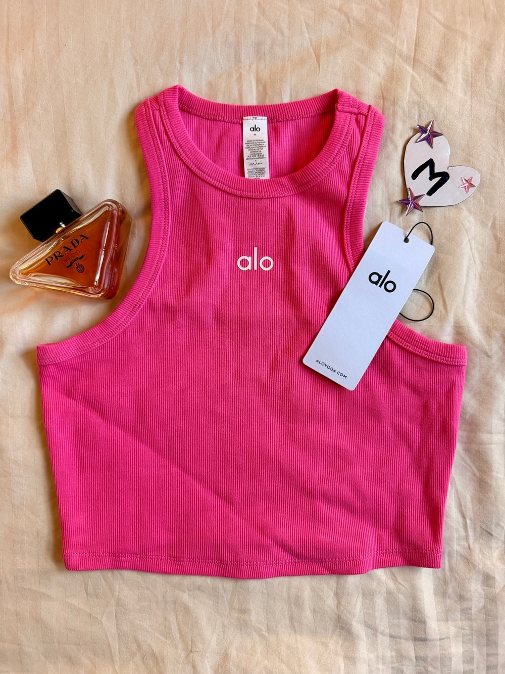 ALO Yoga Women’s Neon Pink Ribbed Crop Tank